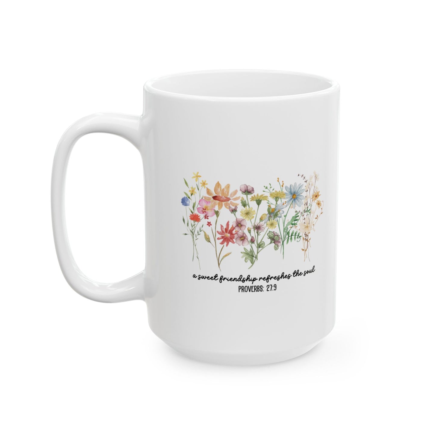 A Sweet Friendship Refreshes the Soul Bohemian Floral Ceramic Mug - Perfect for Cozy Mornings,