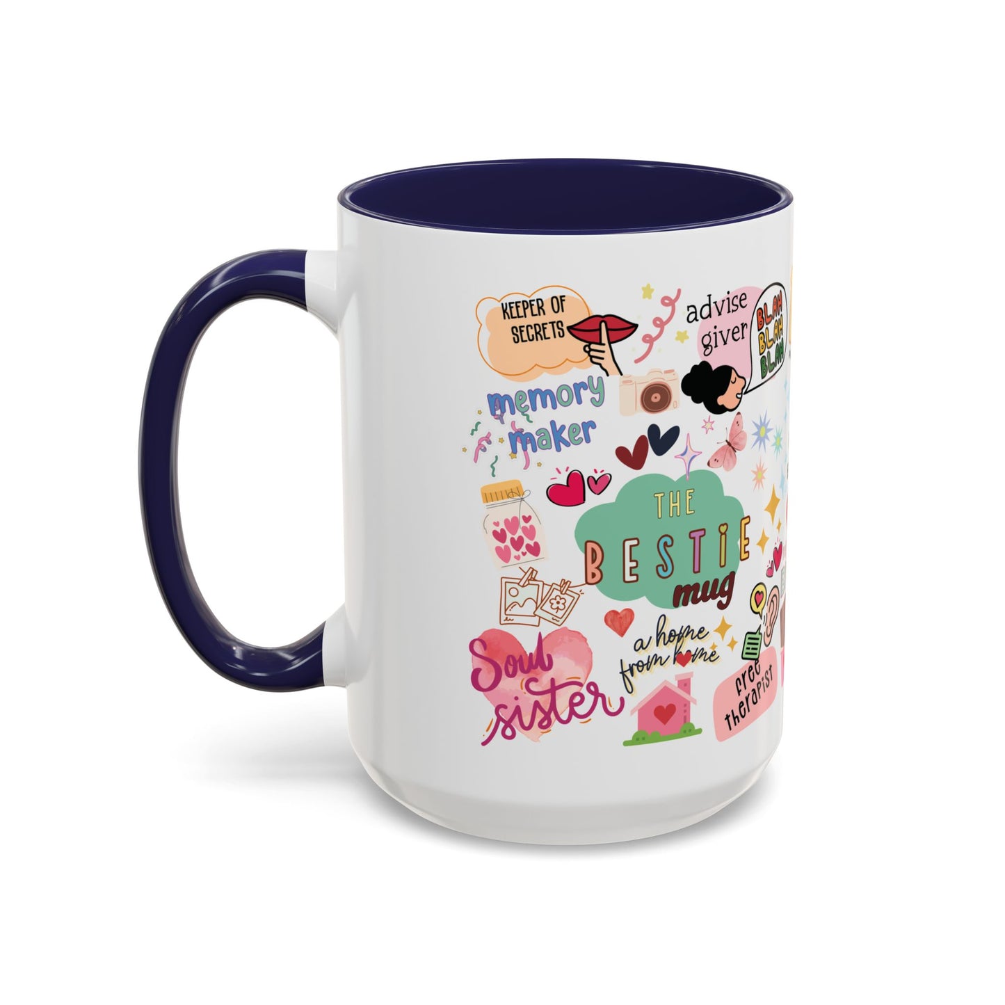 The Bestie Coffee Mug - Gift for Friends, Cute Accent Mug, Friendship Mug, Best Friend Present, Colorful Coffee Cup