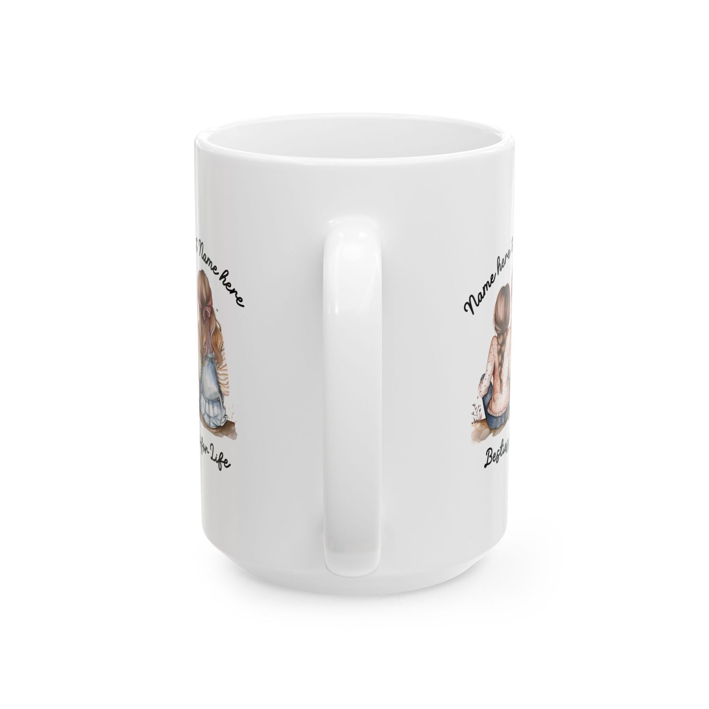 Besties For Life Ceramic Mug, Personalizable (11oz, 15oz)