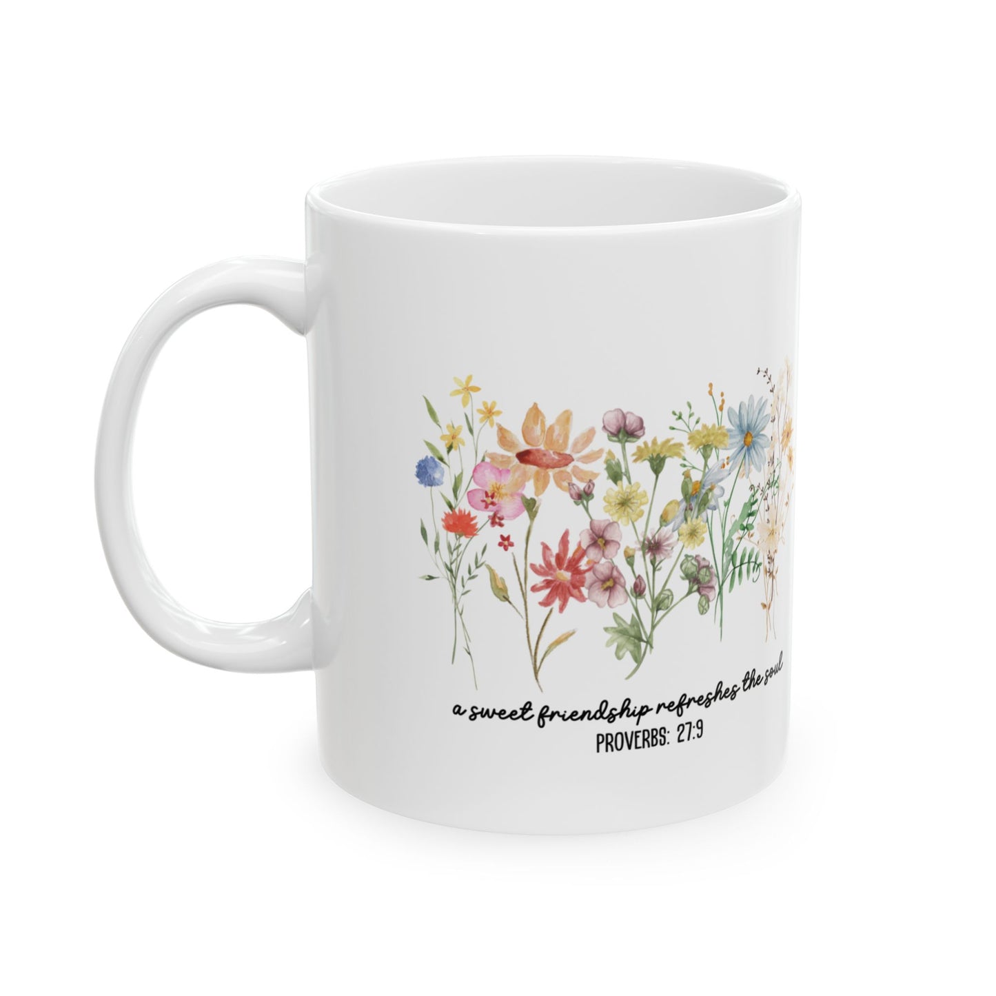 A Sweet Friendship Refreshes the Soul Bohemian Floral Ceramic Mug - Perfect for Cozy Mornings,