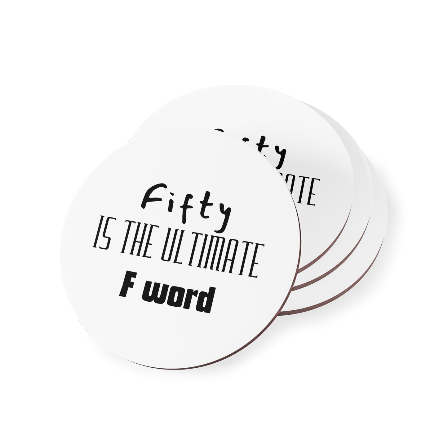 Fifty Is The Ultimate F Word Coasters, Funny Adult Beverage Coasters, Gifts for 50th Birthday, Home Bar Decor, Humorous Barware