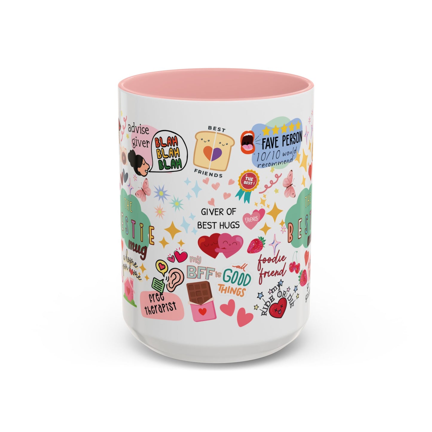 The Bestie Coffee Mug - Gift for Friends, Cute Accent Mug, Friendship Mug, Best Friend Present, Colorful Coffee Cup