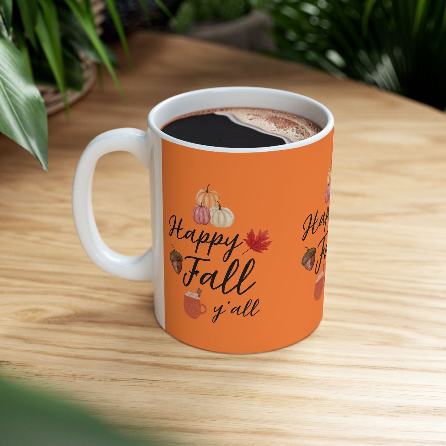 Happy Fall Y'all Ceramic Mug, Autumn Coffee Cup, Seasonal Drinkware, Thanksgiving Gift, Fall-Themed