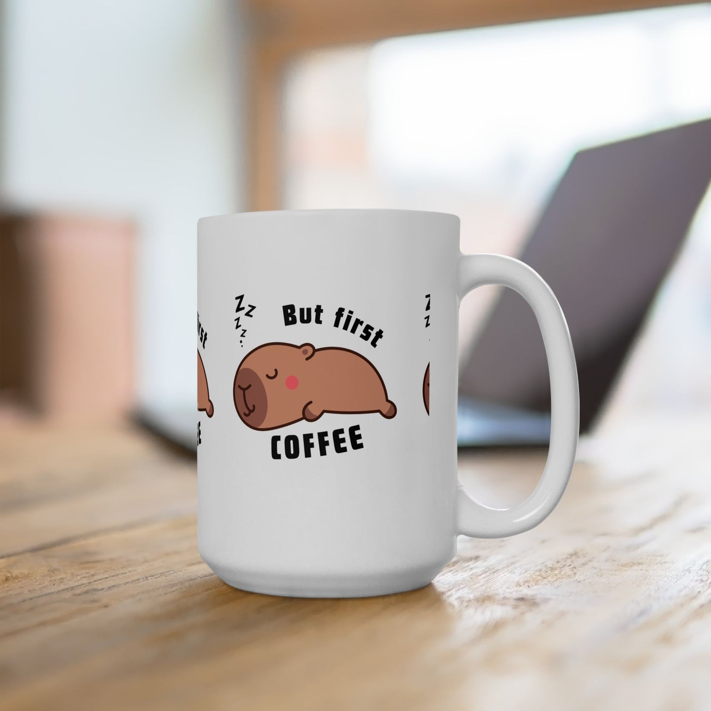 But First Coffee Sleepy Capybara Ceramic Mug