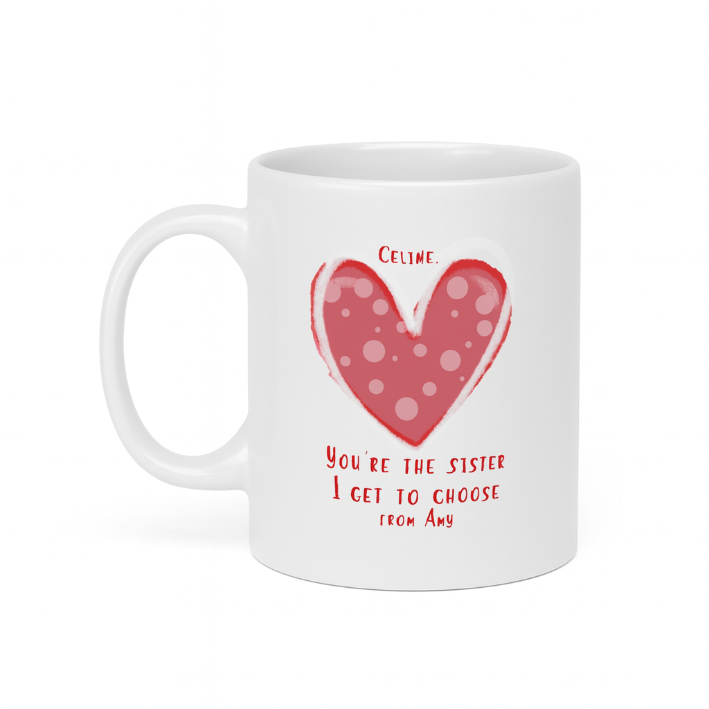 Heartfelt Friend-Sister Ceramic Mug, Personalizable