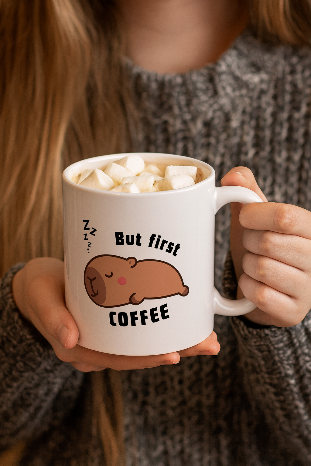 But First Coffee Sleepy Capybara Ceramic Mug