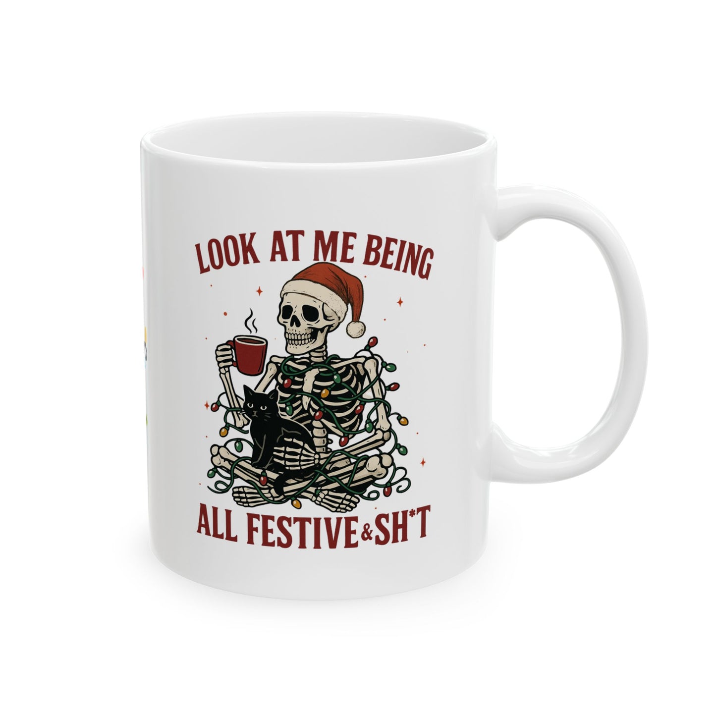 Holiday Spirit Ceramic Mug - Cozy Coffee Cup for Christmas, Christmas Gift, Seasonal Drinkware, Festive Mug, Coffee Lover's Gift