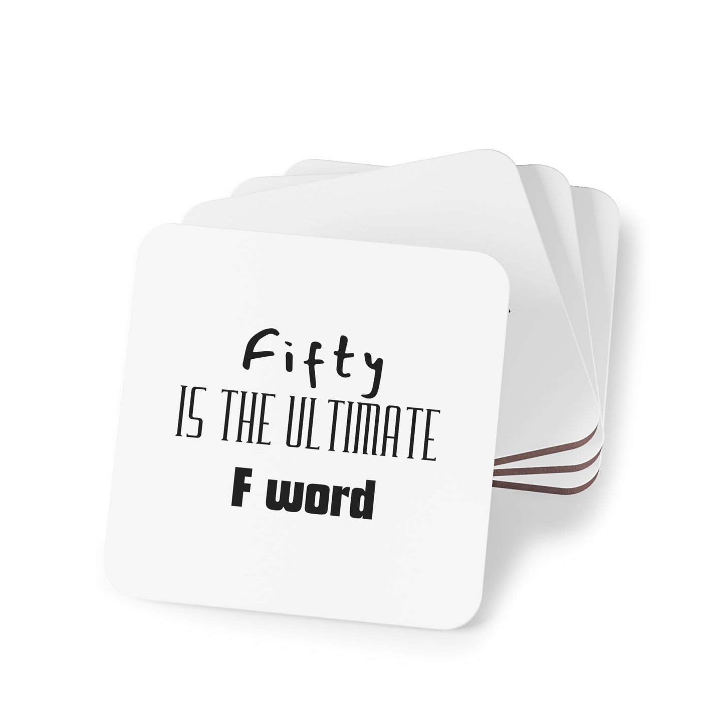Fifty Is The Ultimate F Word Coasters, Funny Adult Beverage Coasters, Gifts for 50th Birthday, Home Bar Decor, Humorous Barware