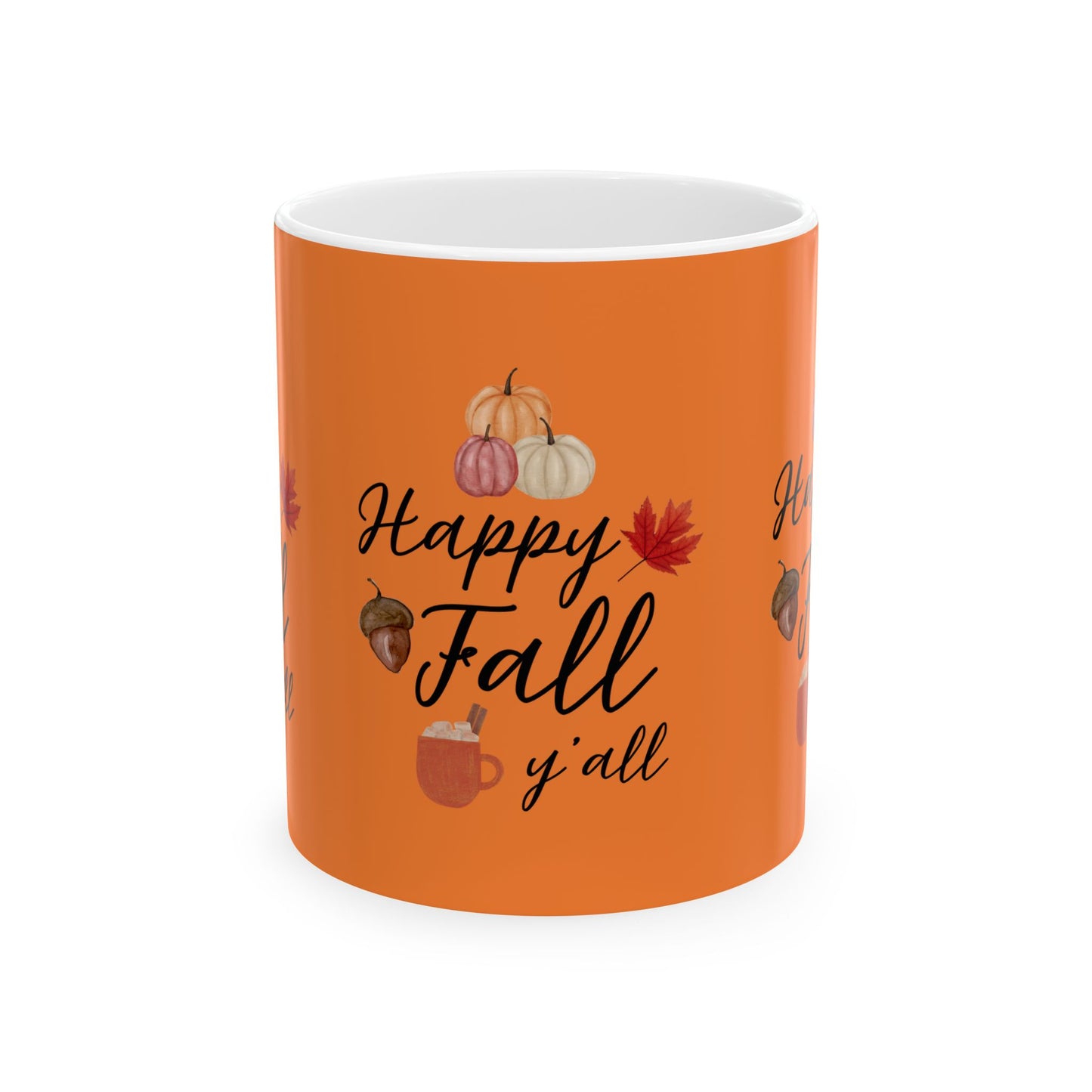 Happy Fall Y'all Ceramic Mug, Autumn Coffee Cup, Seasonal Drinkware, Thanksgiving Gift, Fall-Themed