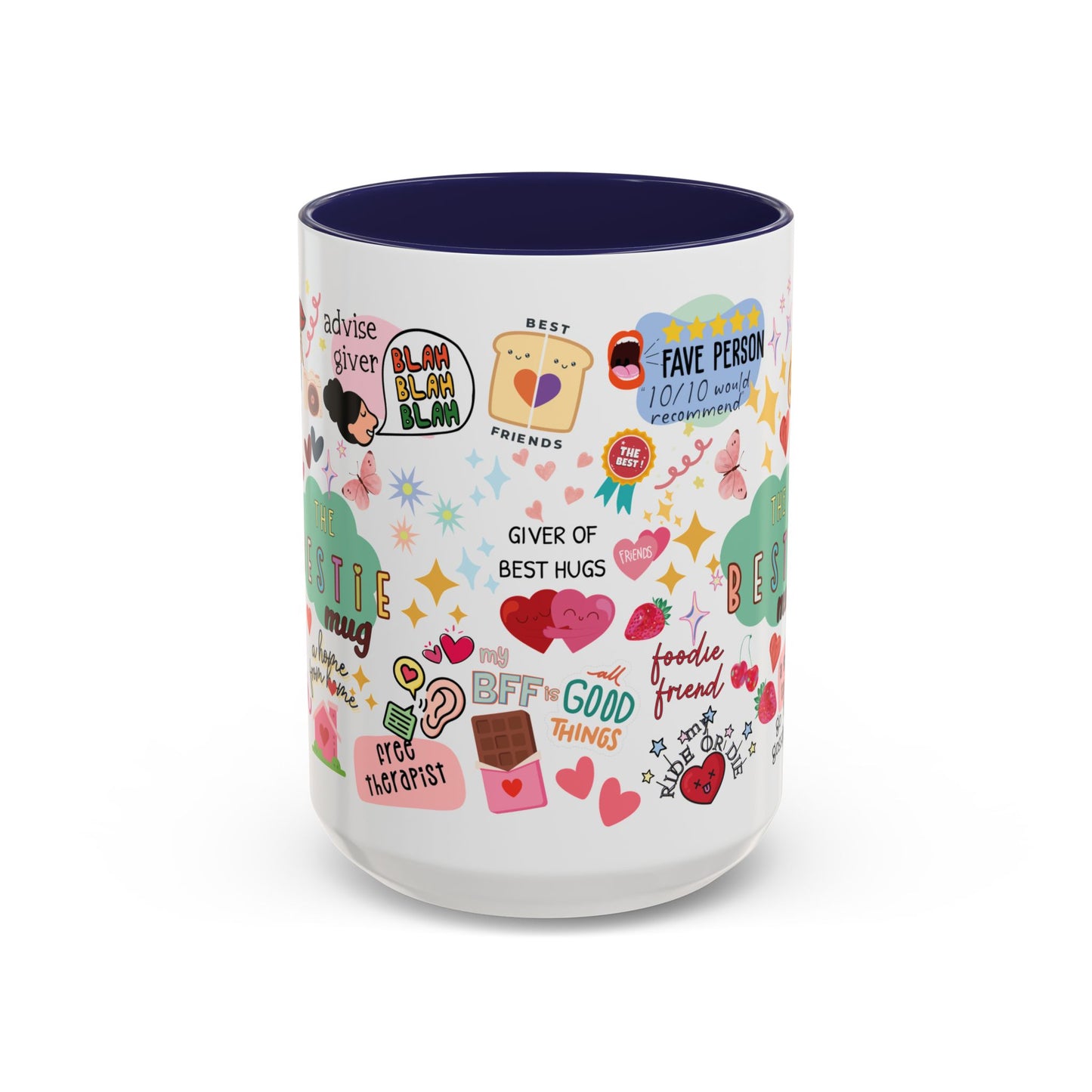 The Bestie Coffee Mug - Gift for Friends, Cute Accent Mug, Friendship Mug, Best Friend Present, Colorful Coffee Cup