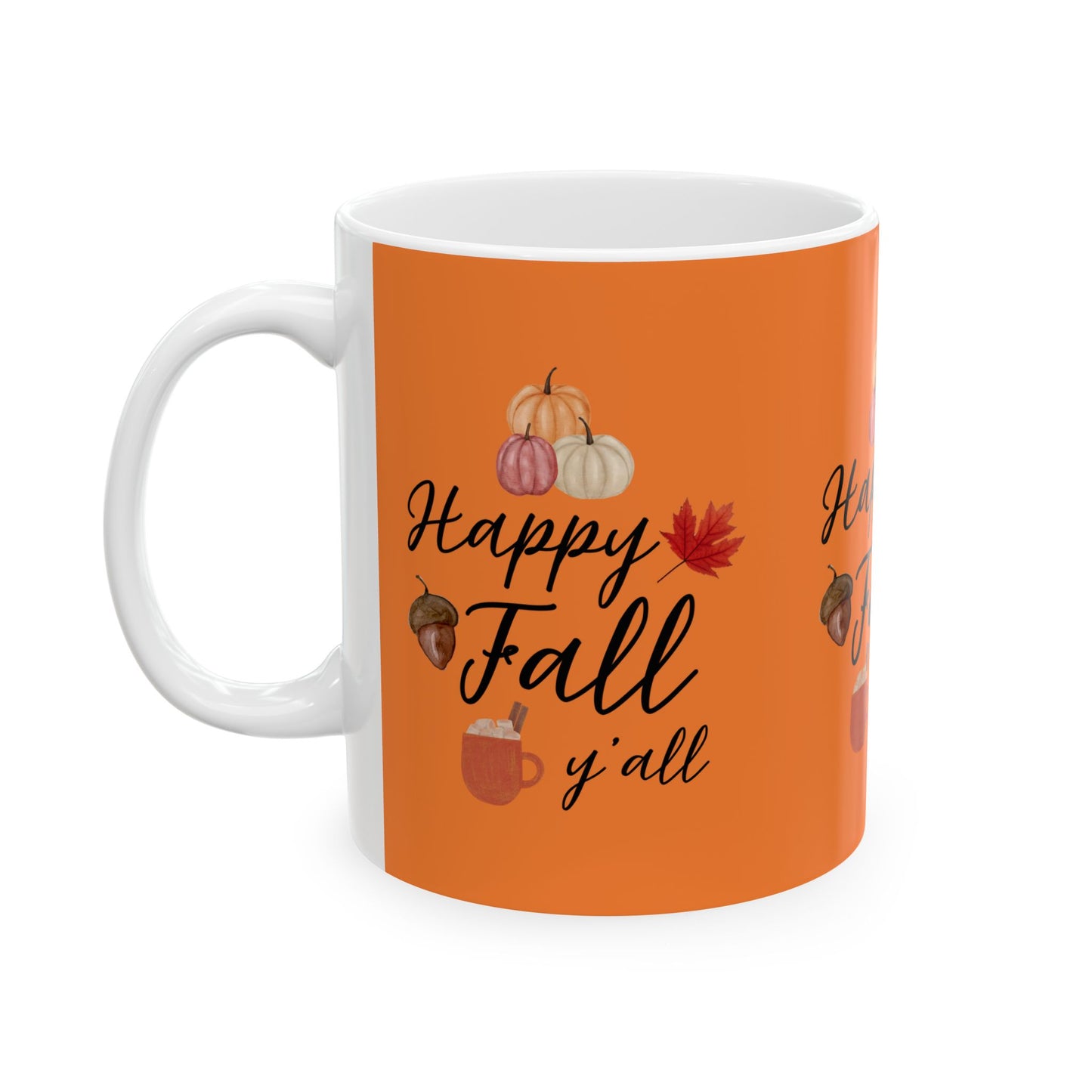 Happy Fall Y'all Ceramic Mug, Autumn Coffee Cup, Seasonal Drinkware, Thanksgiving Gift, Fall-Themed