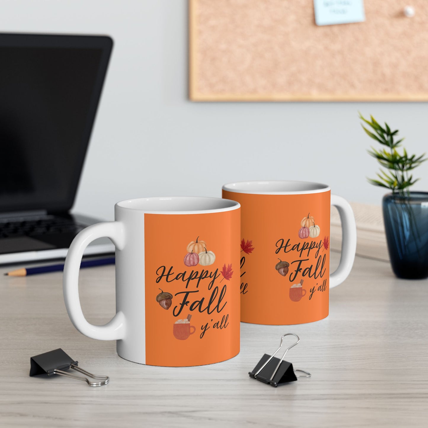 Happy Fall Y'all Ceramic Mug, Autumn Coffee Cup, Seasonal Drinkware, Thanksgiving Gift, Fall-Themed