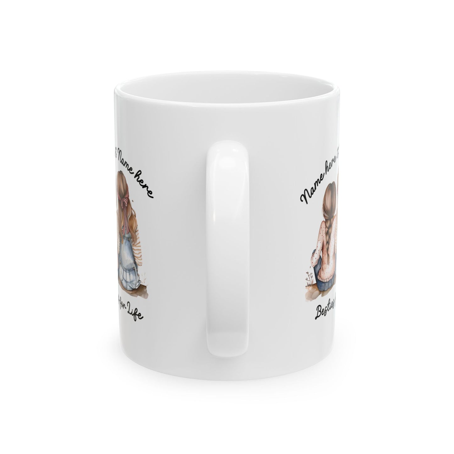 Besties For Life Ceramic Mug, Personalizable (11oz, 15oz)