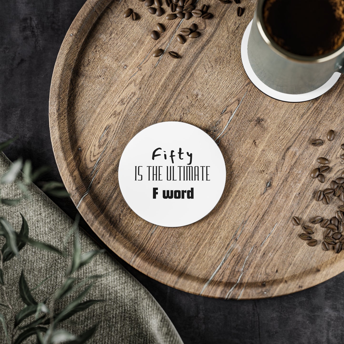 Fifty Is The Ultimate F Word Coasters, Funny Adult Beverage Coasters, Gifts for 50th Birthday, Home Bar Decor, Humorous Barware