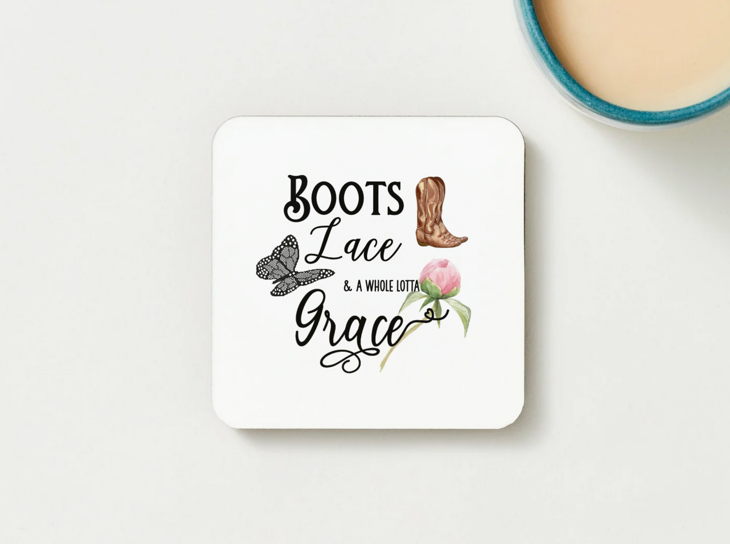 Boots, Lace and Grace Coaster