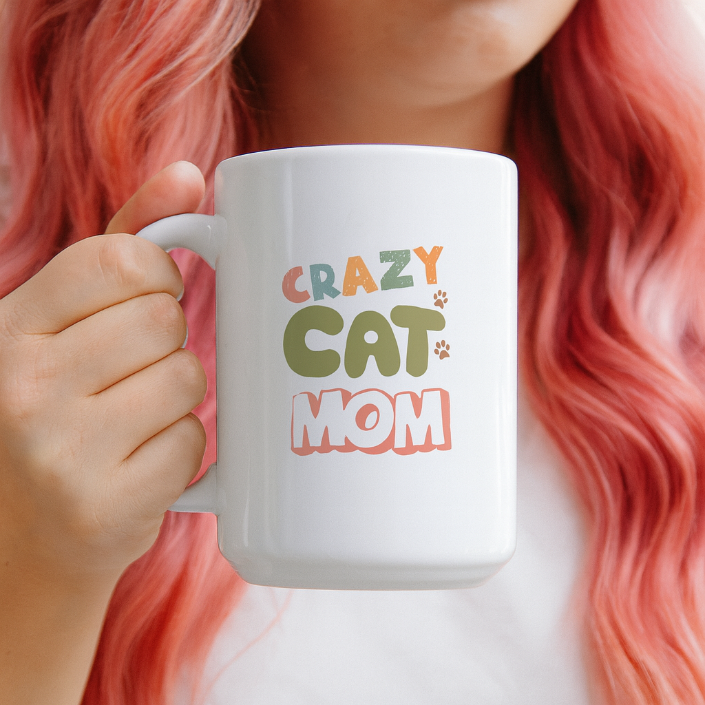Crazy Cat Mom – Cute Pet Lover Ceramic Mug 🐾