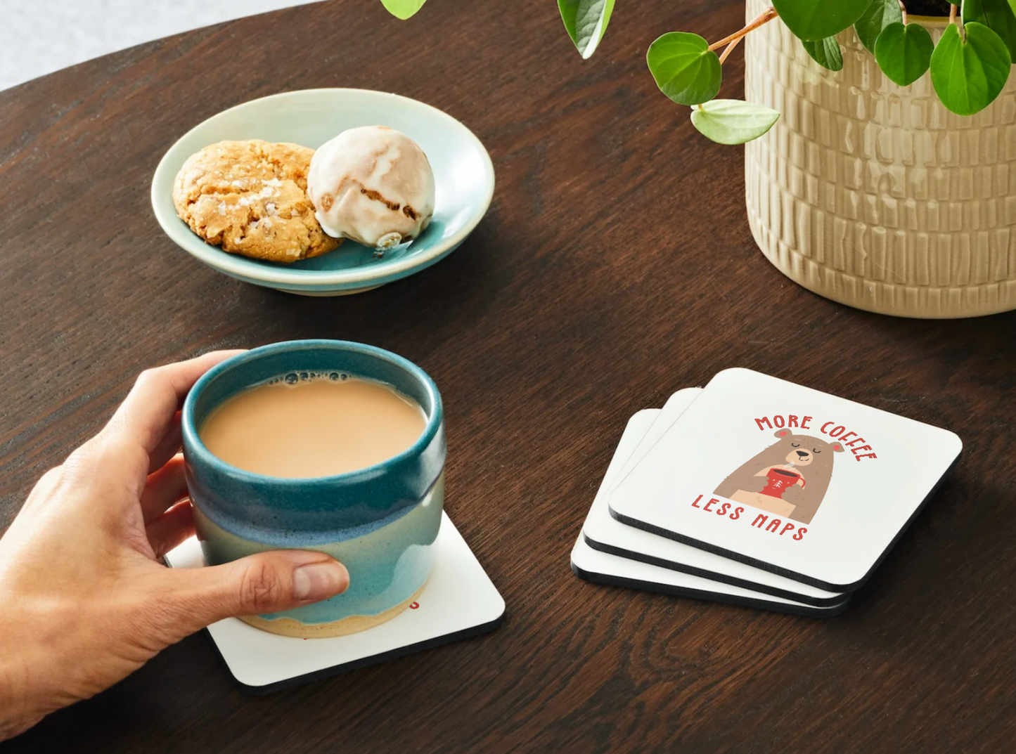 More Coffee Less Naps Bear-Themed Coaster