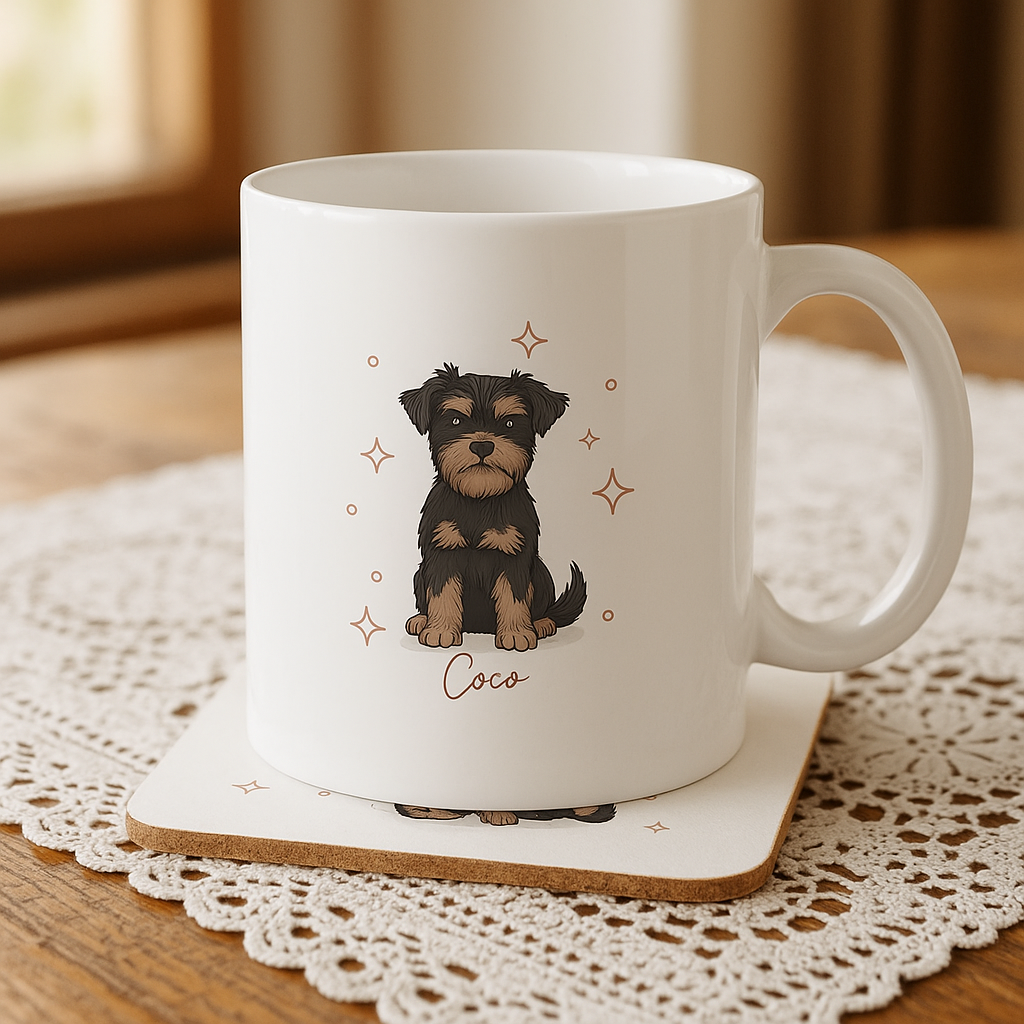 Personalizable Yorkie Coffee Mug, and/or Coaster: Custom Dog Lover Gift