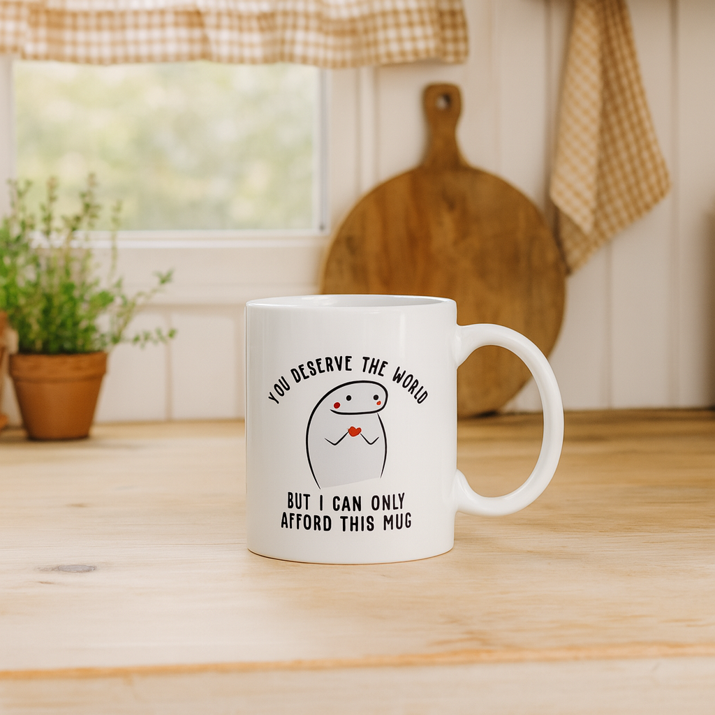 You Deserve the World Mug – Cute Funny Gift Coffee Cup for Friends & Loved Ones