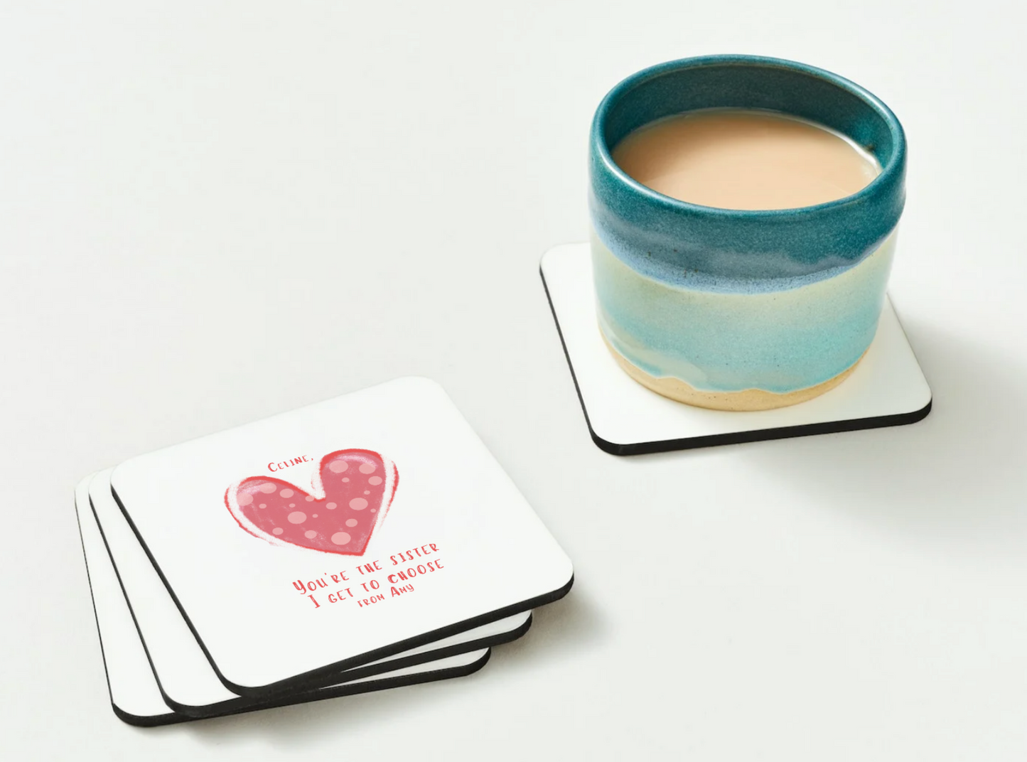 Heartfelt Friend-Sister Coaster, Personalizable