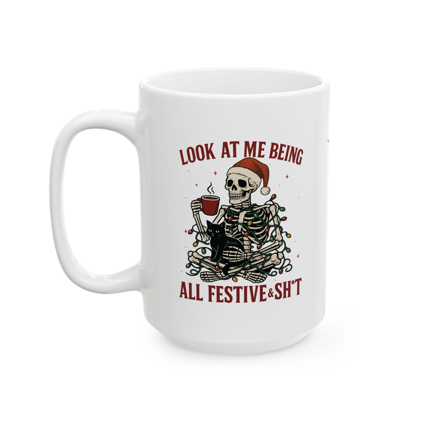 Holiday Spirit Ceramic Mug - Cozy Coffee Cup for Christmas, Christmas Gift, Seasonal Drinkware, Festive Mug, Coffee Lover's Gift
