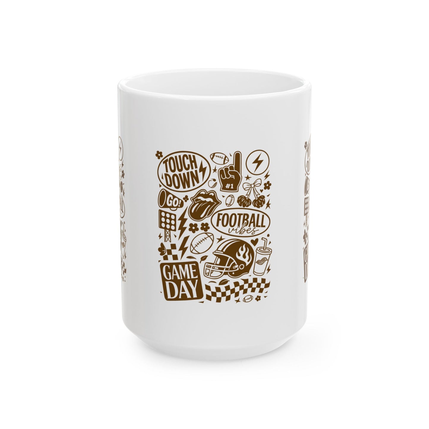 Game Day Ceramic Mug - Touchdown Football, Sports Fan Gift, Tailgate Essential, Coffee Tea Cup, NFL Party Decor, Weekend Vibes