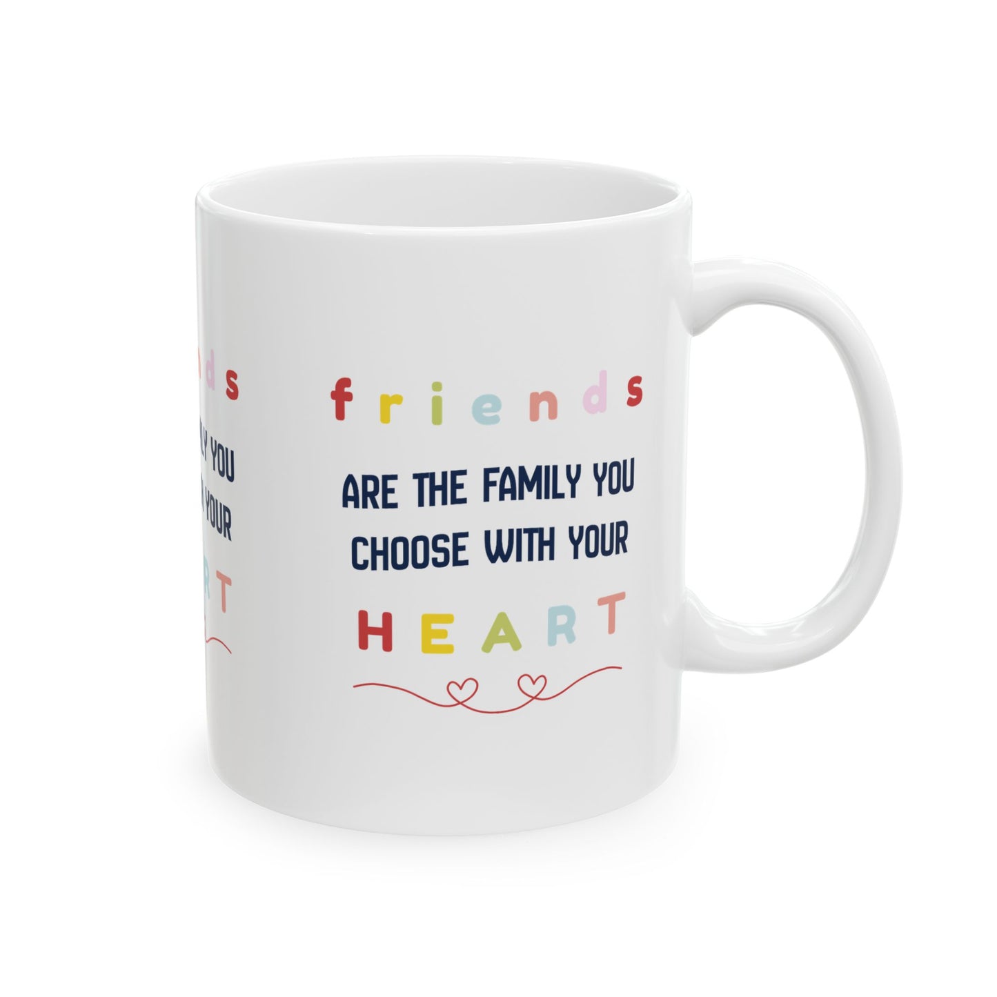 Heartfelt Friends Ceramic Mug | Perfect Gift for Friends, Personalized Mug, Friendship Gift, Coffee Mug, Family Love