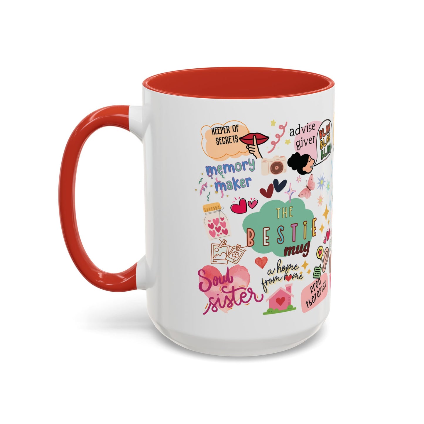 The Bestie Coffee Mug - Gift for Friends, Cute Accent Mug, Friendship Mug, Best Friend Present, Colorful Coffee Cup