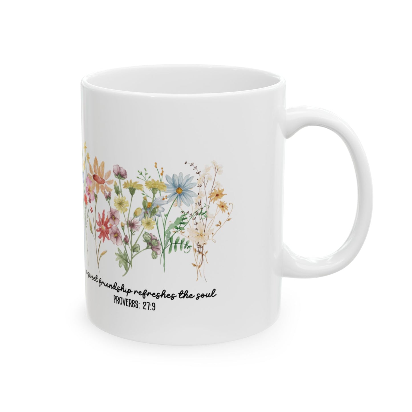 A Sweet Friendship Refreshes the Soul Bohemian Floral Ceramic Mug - Perfect for Cozy Mornings,