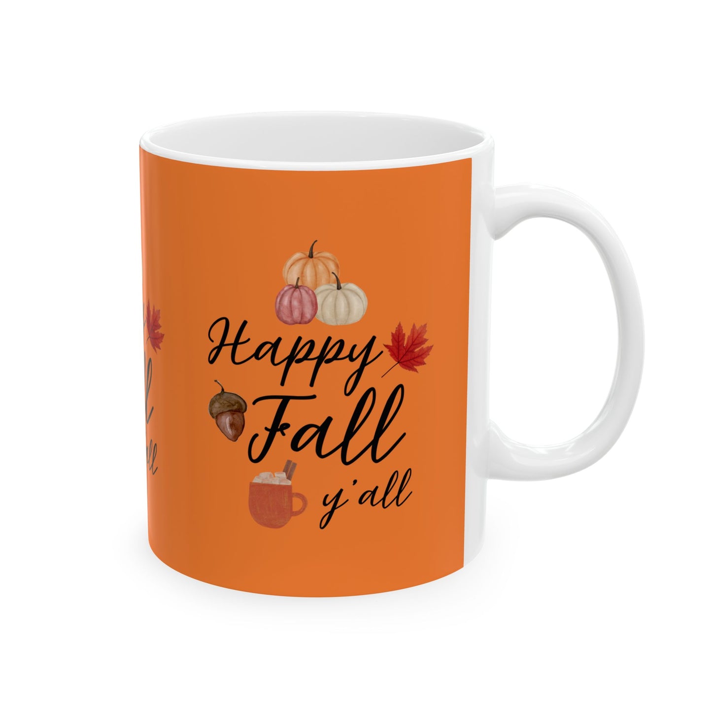 Happy Fall Y'all Ceramic Mug, Autumn Coffee Cup, Seasonal Drinkware, Thanksgiving Gift, Fall-Themed
