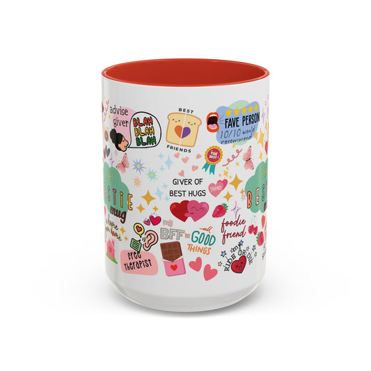 The Bestie Coffee Mug - Gift for Friends, Cute Accent Mug, Friendship Mug, Best Friend Present, Colorful Coffee Cup
