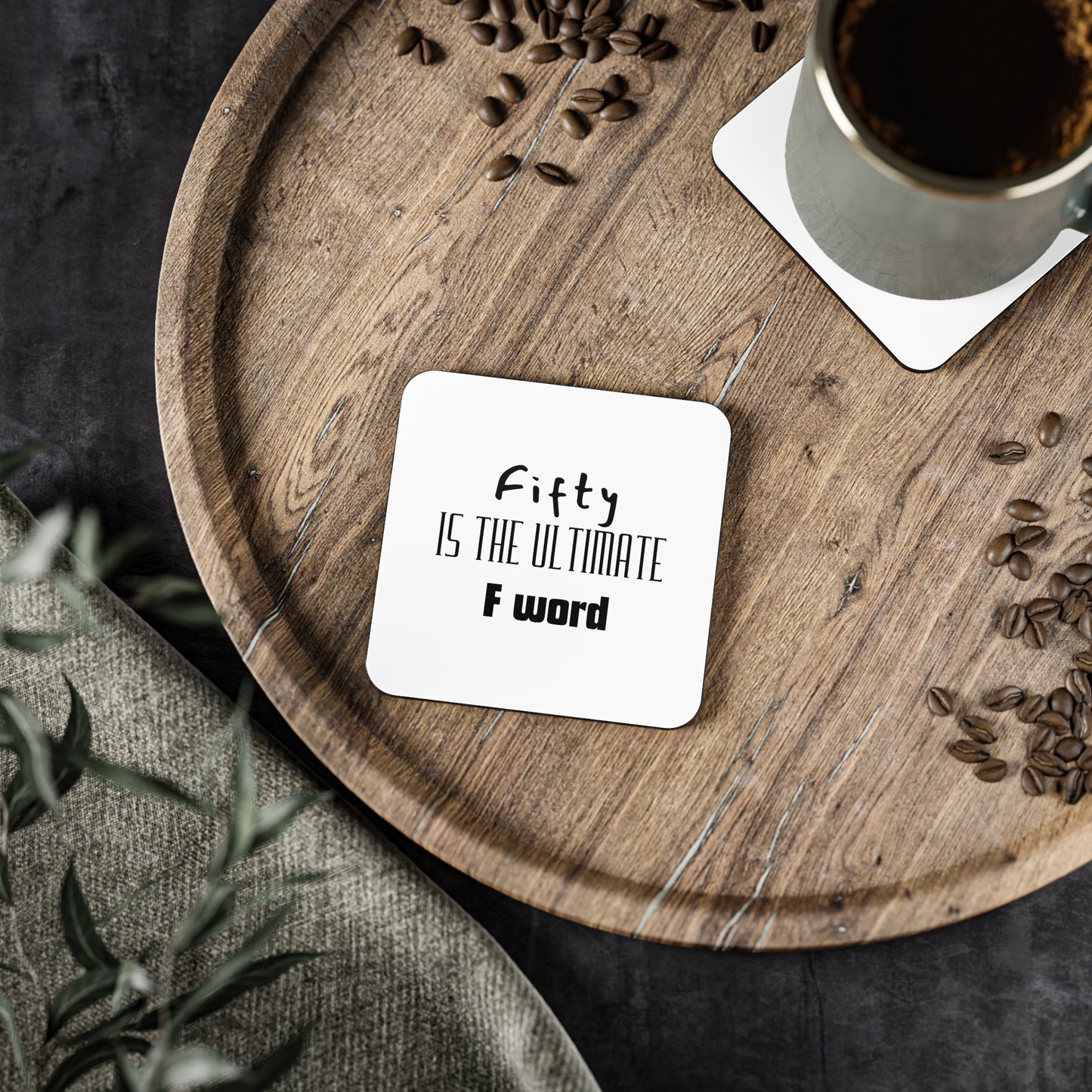 Fifty Is The Ultimate F Word Coasters, Funny Adult Beverage Coasters, Gifts for 50th Birthday, Home Bar Decor, Humorous Barware
