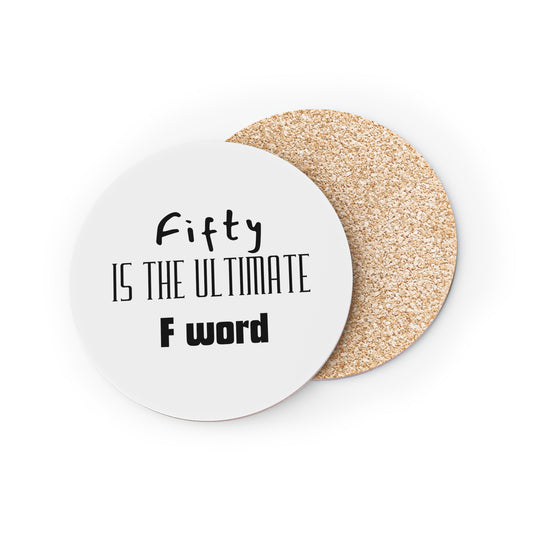 Fifty Is The Ultimate F Word Coasters, Funny Adult Beverage Coasters, Gifts for 50th Birthday, Home Bar Decor, Humorous Barware