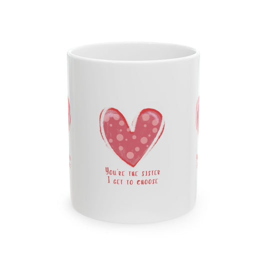 Heartfelt Friend-Sister Ceramic Mug, Personalizable