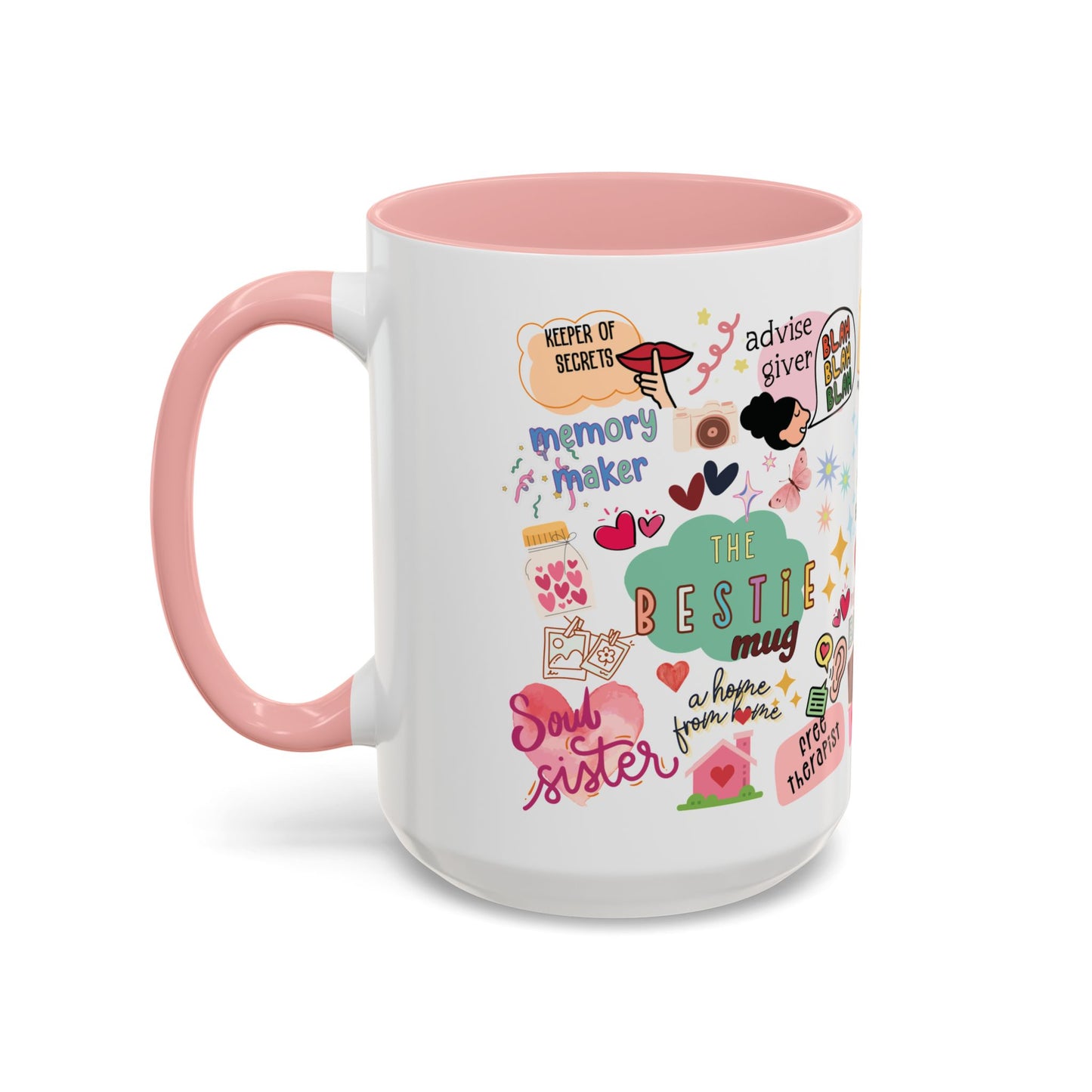The Bestie Coffee Mug - Gift for Friends, Cute Accent Mug, Friendship Mug, Best Friend Present, Colorful Coffee Cup