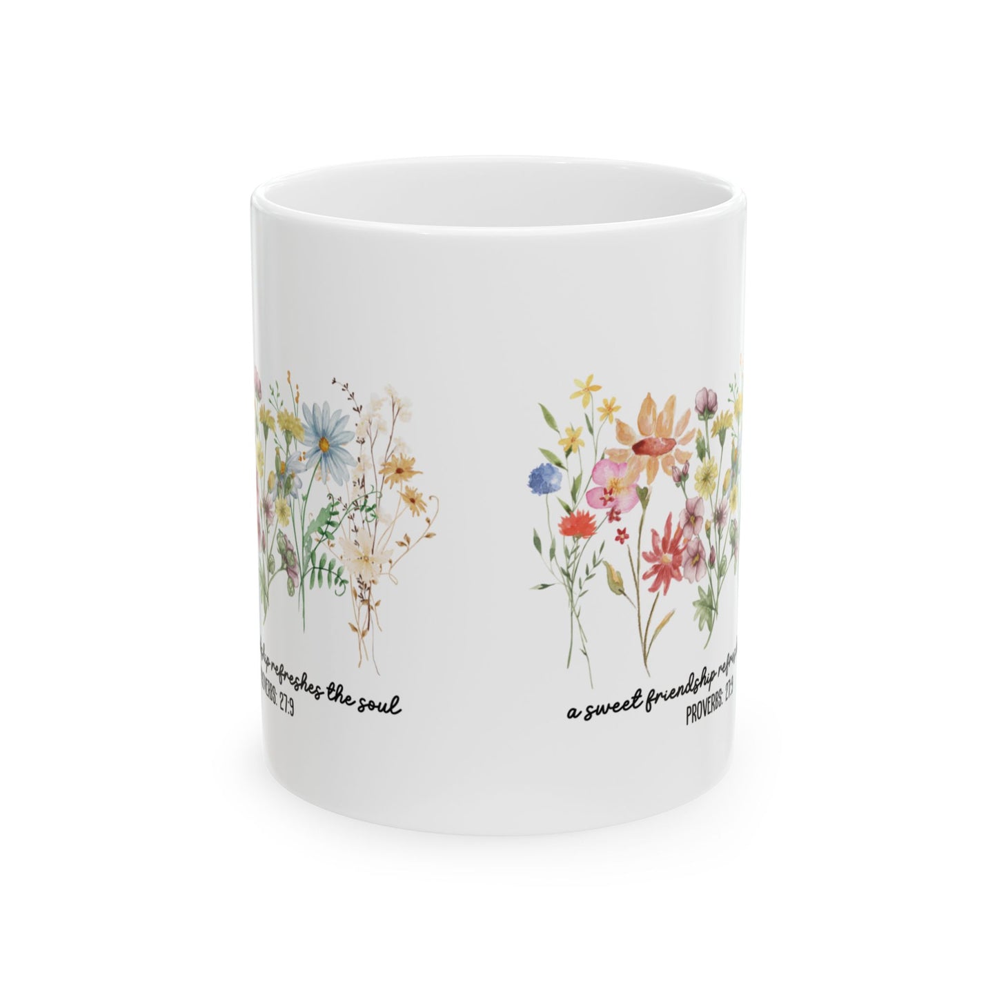 A Sweet Friendship Refreshes the Soul Bohemian Floral Ceramic Mug - Perfect for Cozy Mornings,