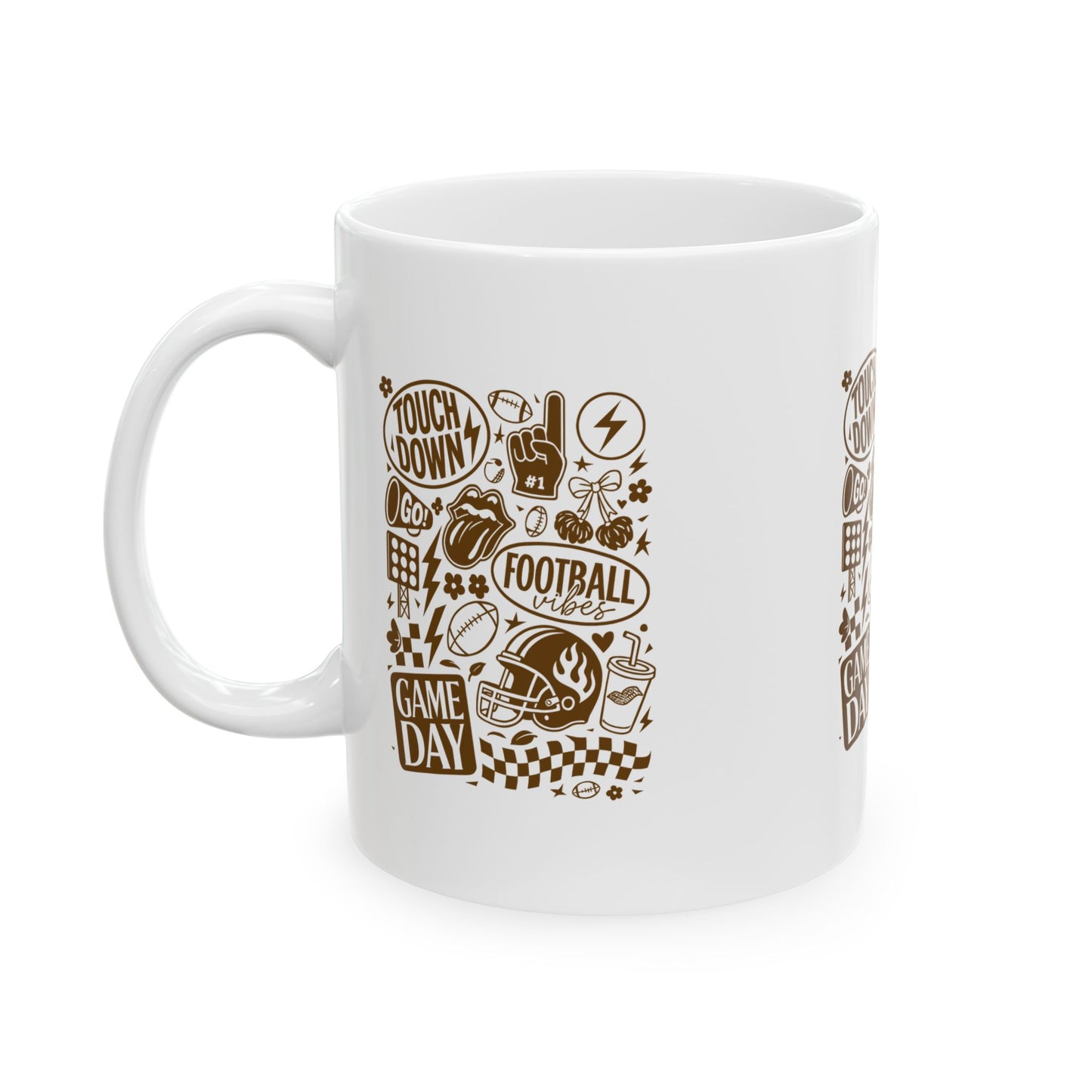 Game Day Ceramic Mug - Touchdown Football, Sports Fan Gift, Tailgate Essential, Coffee Tea Cup, NFL Party Decor, Weekend Vibes