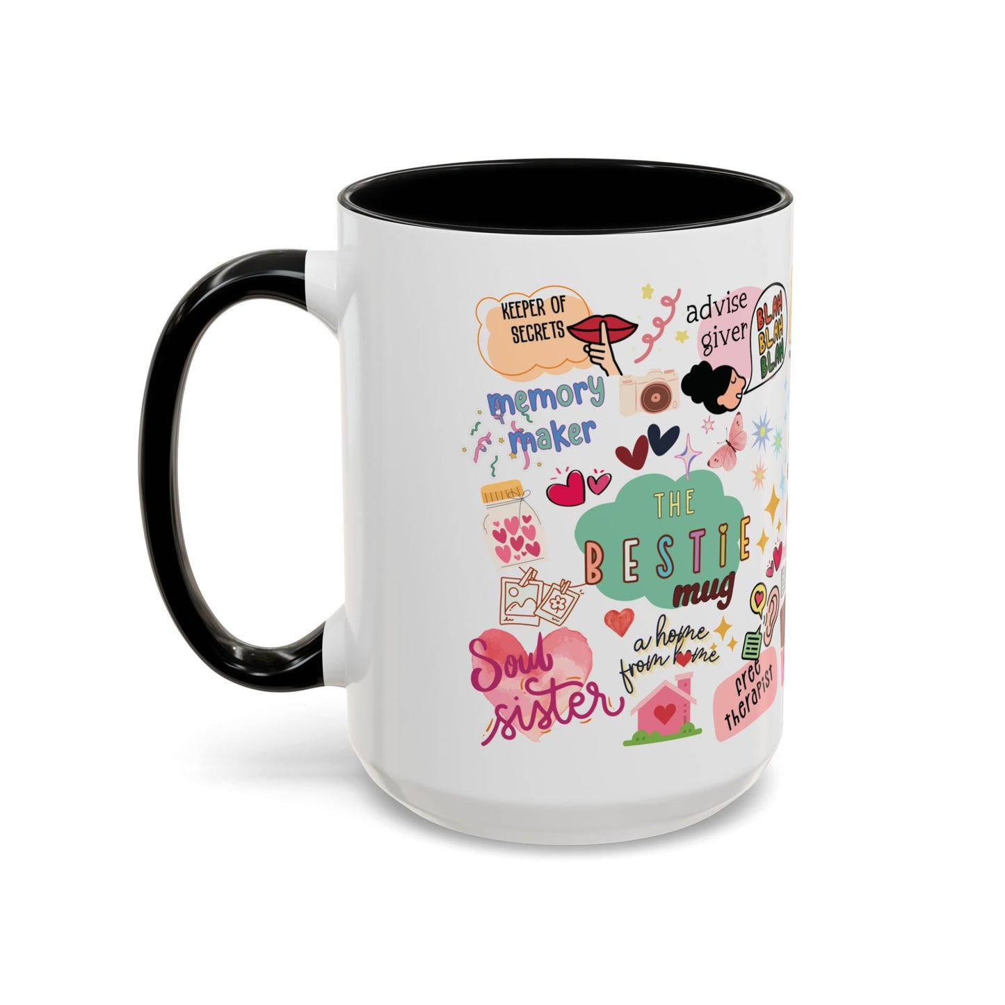 The Bestie Coffee Mug - Gift for Friends, Cute Accent Mug, Friendship Mug, Best Friend Present, Colorful Coffee Cup