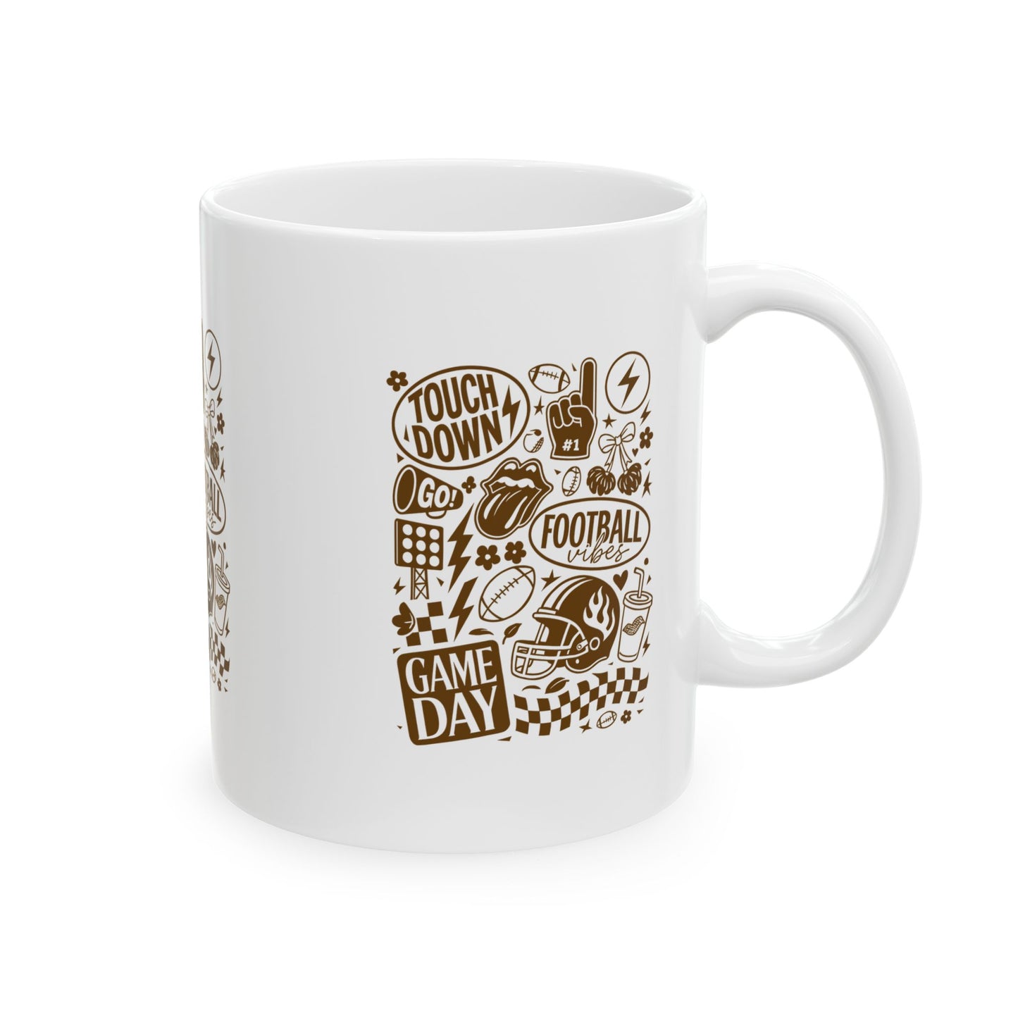 Game Day Ceramic Mug - Touchdown Football, Sports Fan Gift, Tailgate Essential, Coffee Tea Cup, NFL Party Decor, Weekend Vibes