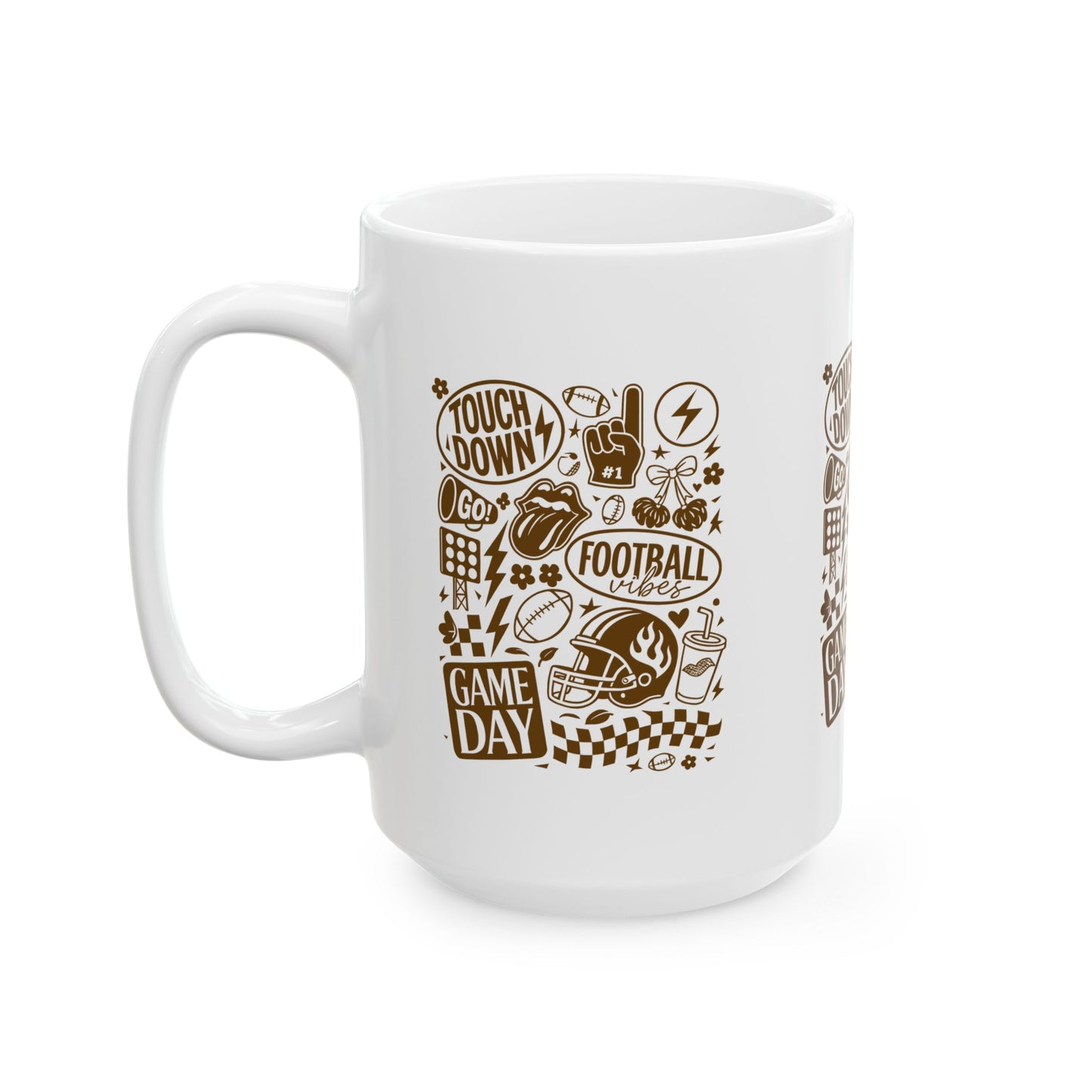 Game Day Ceramic Mug - Touchdown Football, Sports Fan Gift, Tailgate Essential, Coffee Tea Cup, NFL Party Decor, Weekend Vibes