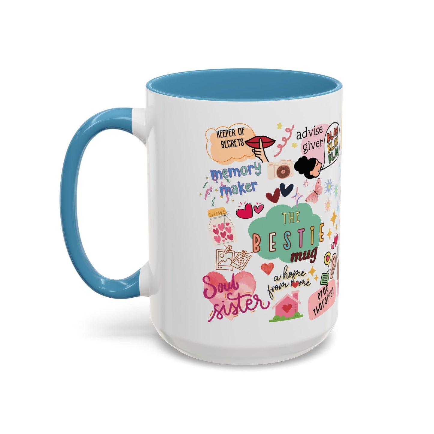The Bestie Coffee Mug - Gift for Friends, Cute Accent Mug, Friendship Mug, Best Friend Present, Colorful Coffee Cup