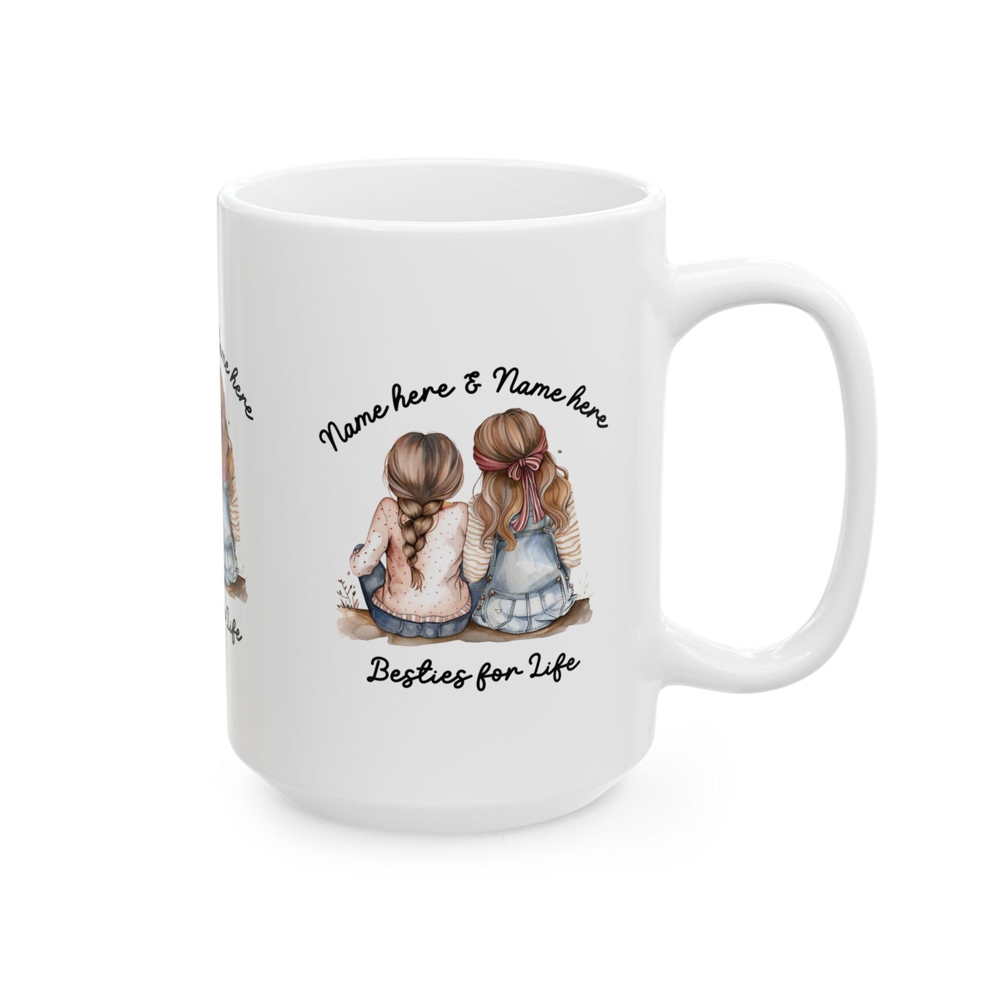 Besties For Life Ceramic Mug, Personalizable (11oz, 15oz)