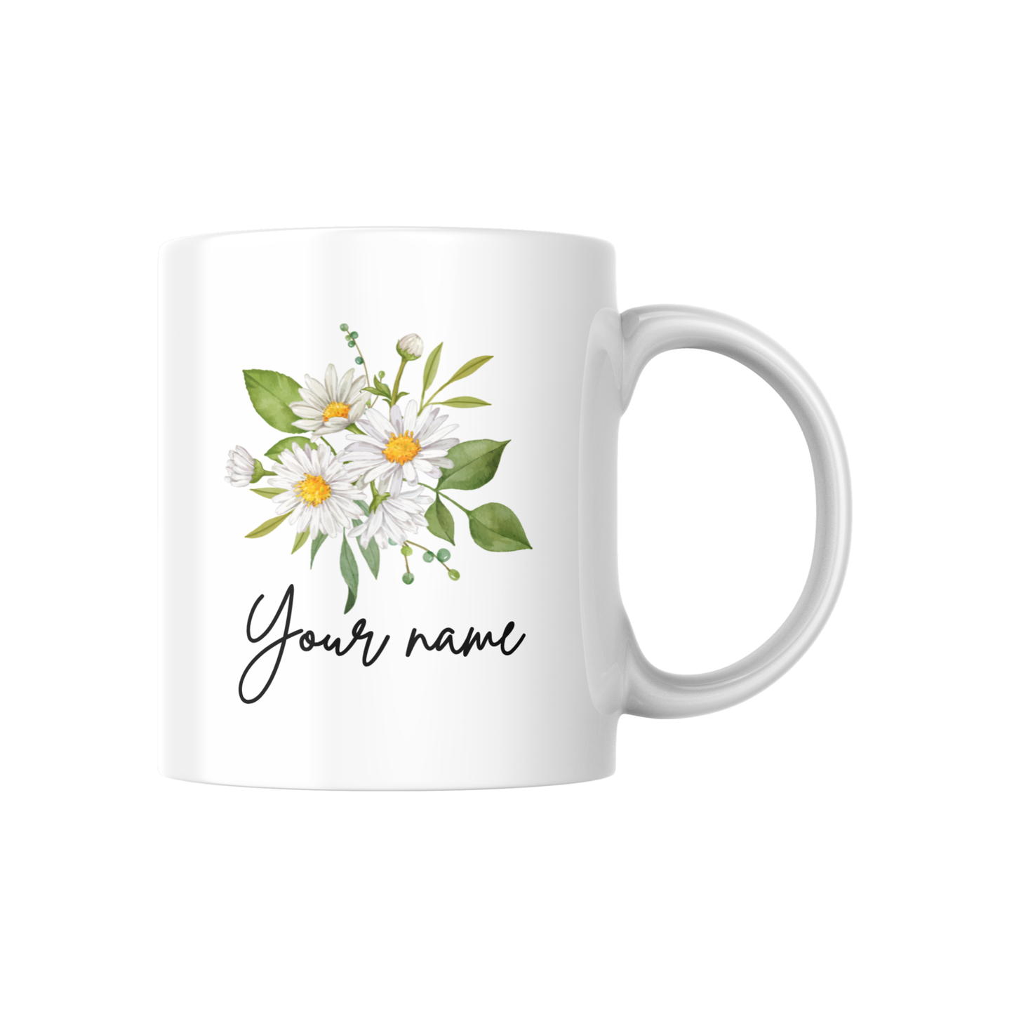 Personalized Birth Flower Name Mug – Custom Floral Coffee Cup with Floral Design 🌸