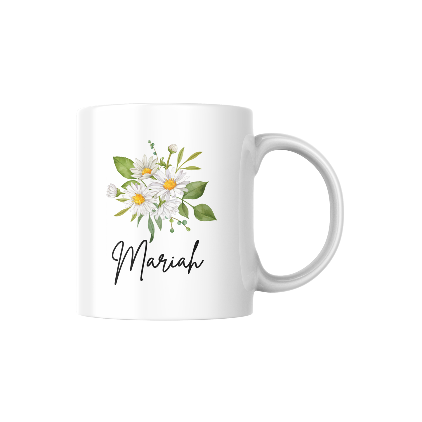 Personalized Birth Flower Name Mug – Custom Floral Coffee Cup with Floral Design 🌸