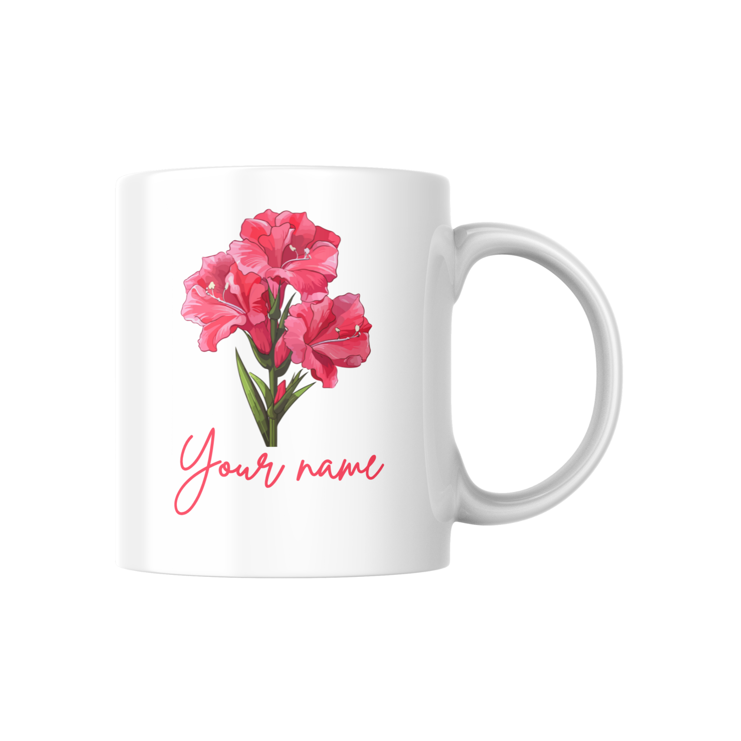 Personalized Birth Flower Name Mug – Custom Floral Coffee Cup with Floral Design 🌸