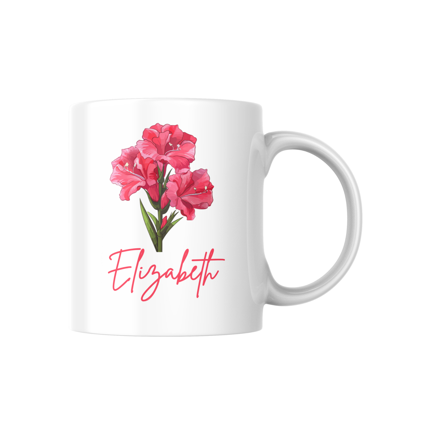 Personalized Birth Flower Name Mug – Custom Floral Coffee Cup with Floral Design 🌸