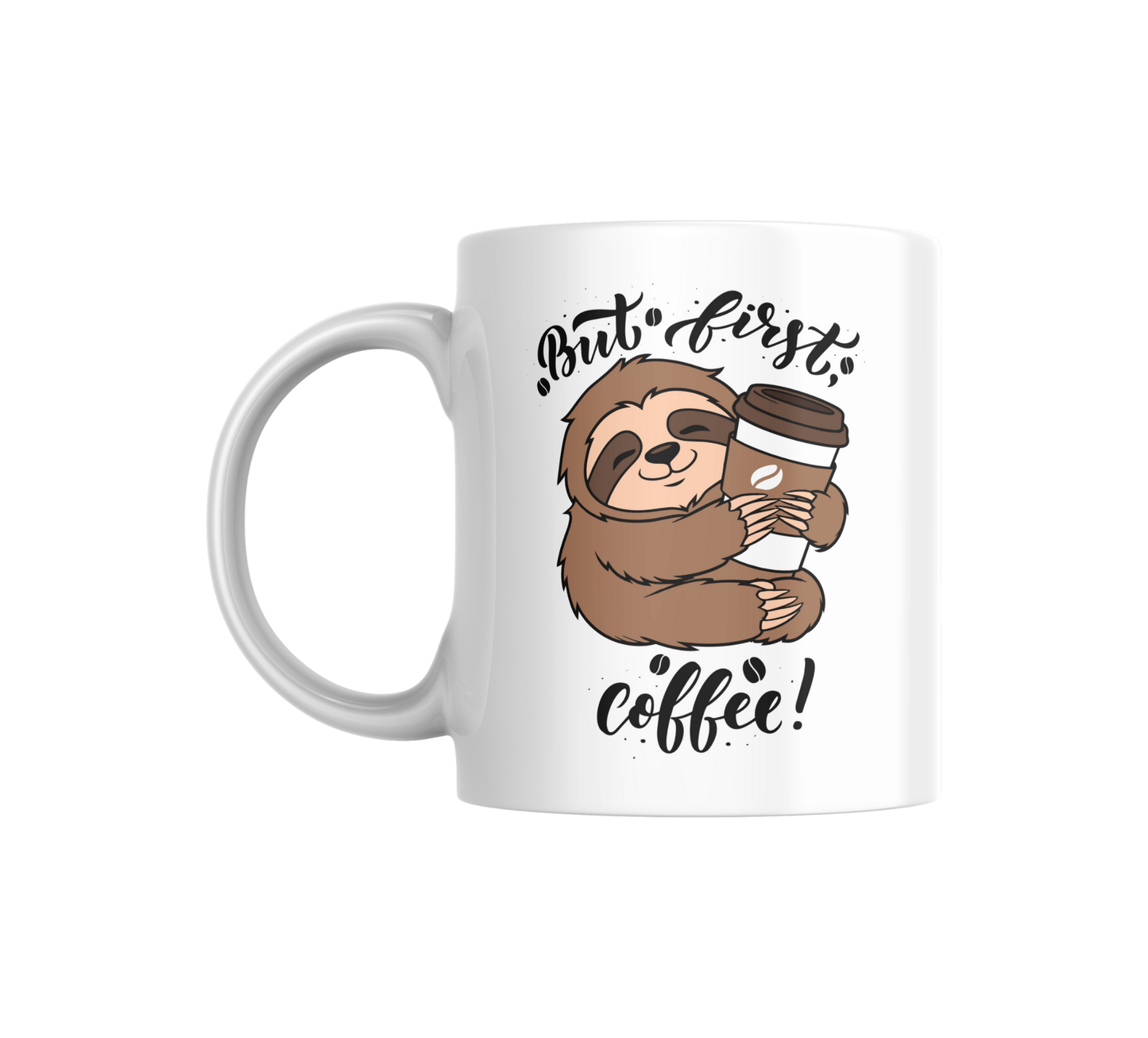 Sloth Coffee Mug – “But First Coffee” Funny Cute Ceramic Cup