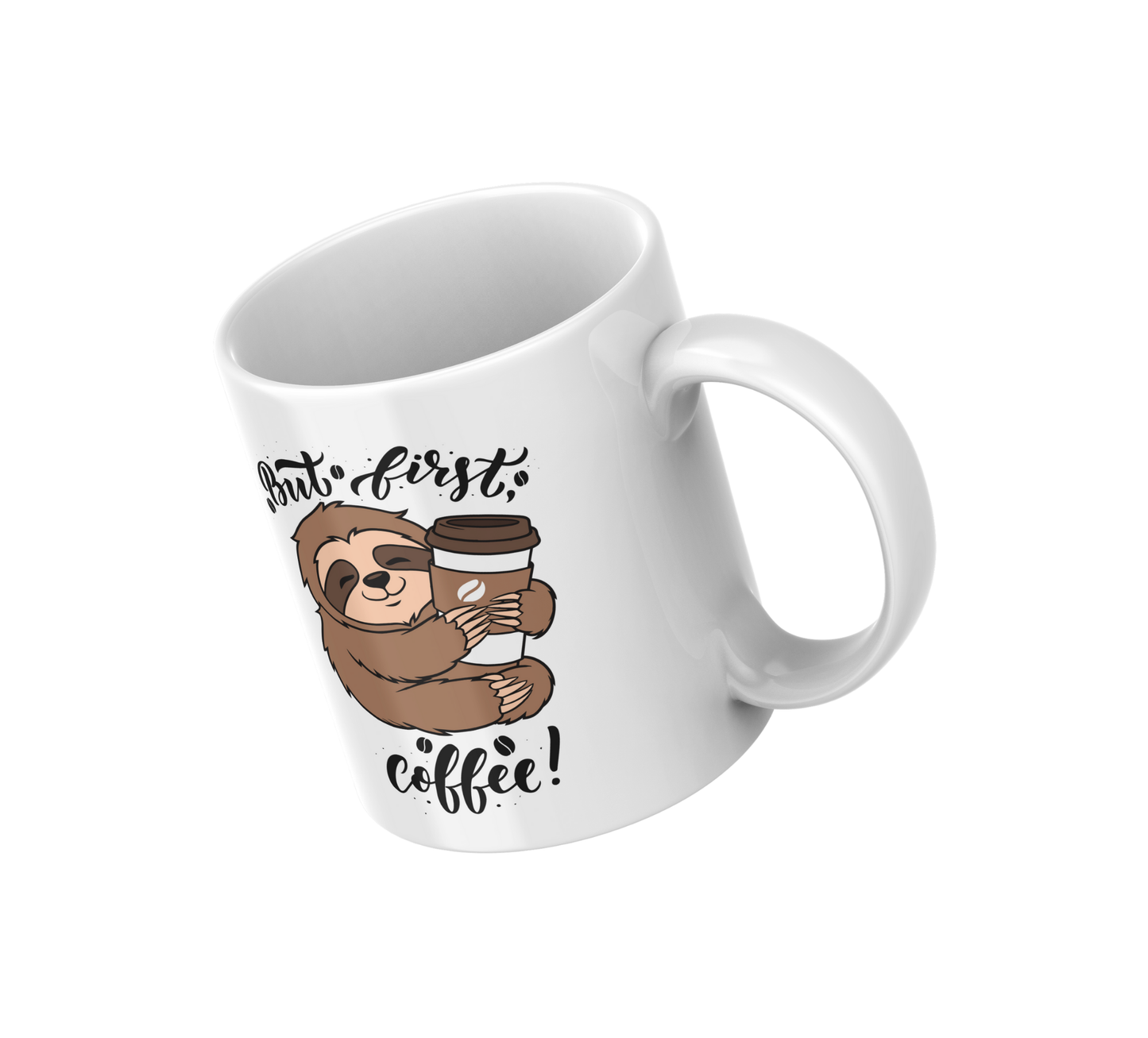 Sloth Coffee Mug – “But First Coffee” Funny Cute Ceramic Cup