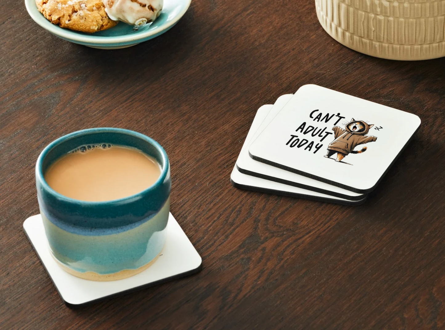 Cute Cat Coaster "Can't Adult Today"