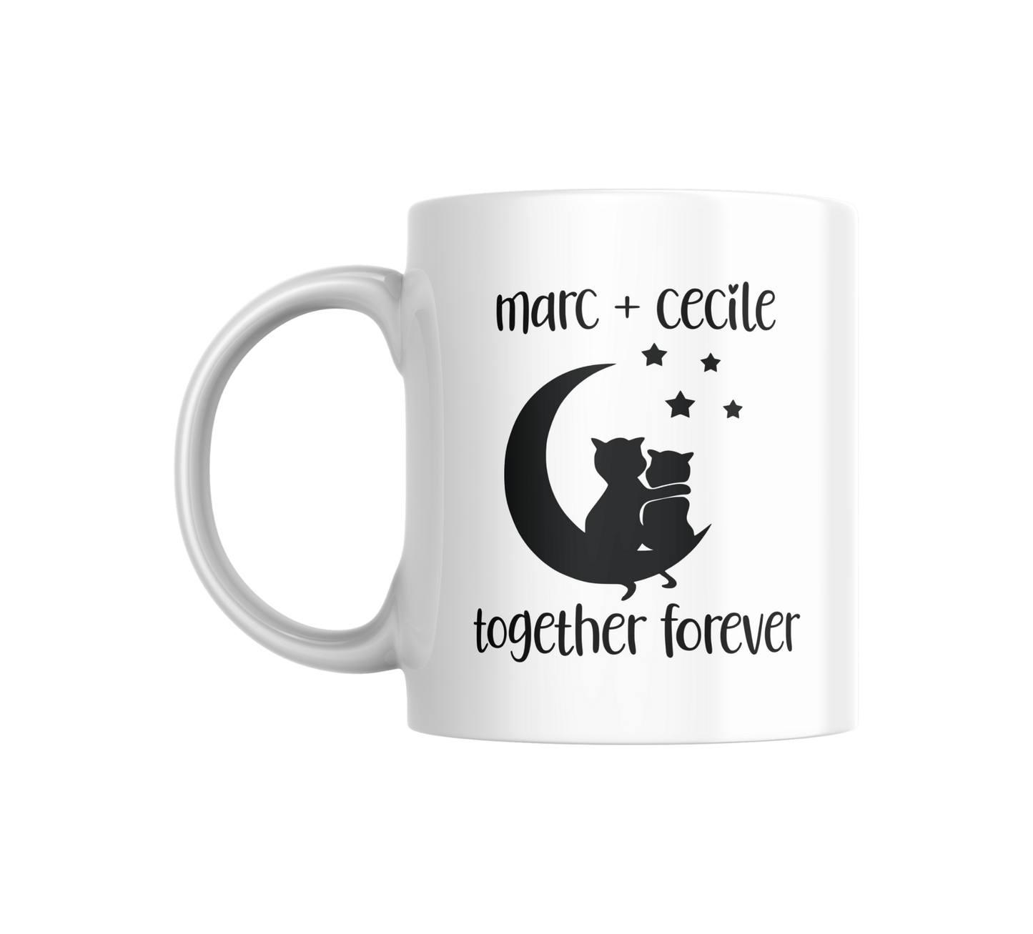Cats On The Moon (Together Forever) Ceramic Mug, Personalizable